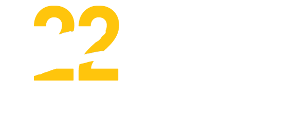 22ZERO Logo, White and Yellow, Transparent, R