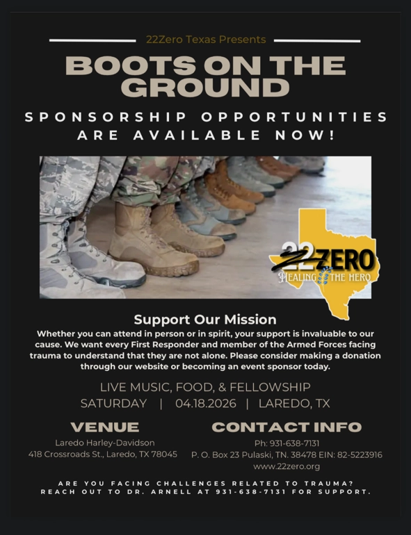 Featured image for “22ZERO Boots on the Ground – Free Trauma Support for First Responders & Military | Laredo, TX”